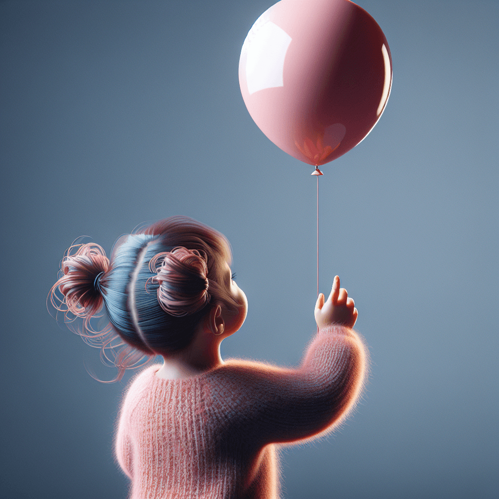a child playing with a balloon, photorealistic